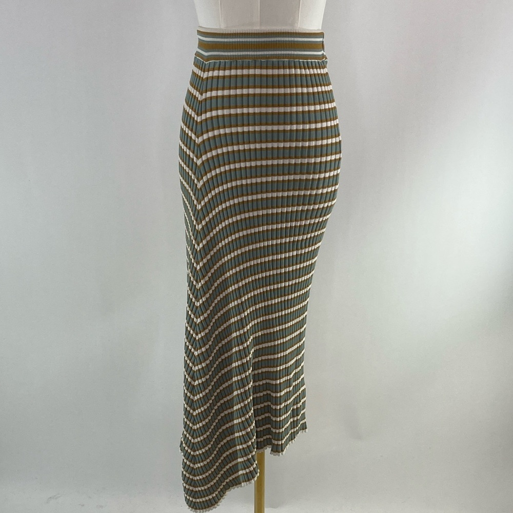 Club Monaco Assymmetrical Striped Ribbed Skirt, XS/TP